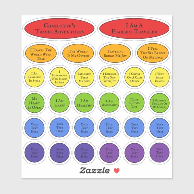 Sticker Arc En Ciel Affirmations Modèle De 30 (Feuille)