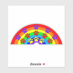 Sticker Arc-en-ciel avec Empreintes de pattes de chien