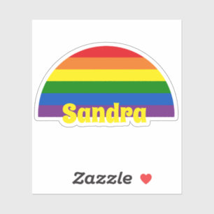 Sticker Arc-en-ciel - Drapeau du soleil rétro - Texte per