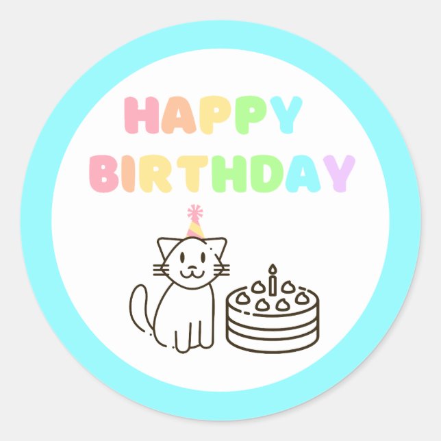 Sticker Arc-en-ciel et bleu-ciel pour Anniversaire (Devant)