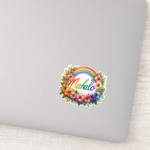 Sticker Arc-en-ciel Hawaï Merci