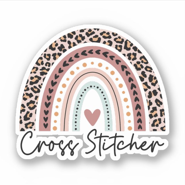 Sticker Arc-en-ciel léopard croix, Arc-en-ciel croisé (Devant)
