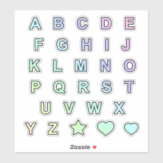 Sticker Arc-en-ciel Pastel couleurs Monogrammes Lettres Al