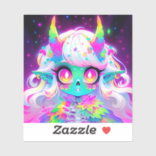 Sticker Arc-en-ciel Pastel Imaginaire Crâne démon Anime Gi