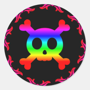 Sticker arc-en-ciel pour le crâne et les os croisé