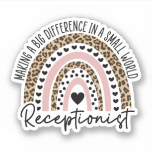 Sticker Arc-en-ciel réceptionniste, Cadeau pour réceptionn