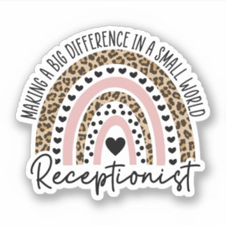 Sticker Arc-en-ciel réceptionniste, Cadeau pour réceptionn