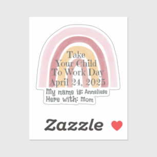 Sticker Arc-en-ciel rose personnalisé Emmenez votre enfant