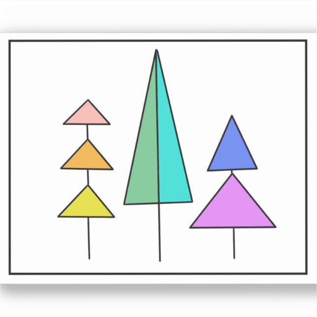 Sticker arc-en-ciel triangles modernes arbres design simpl (Recto)