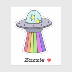 Sticker arc-en-ciel UFO mignon