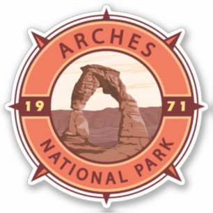 Sticker Arches Parc national Emblem Retro Compass