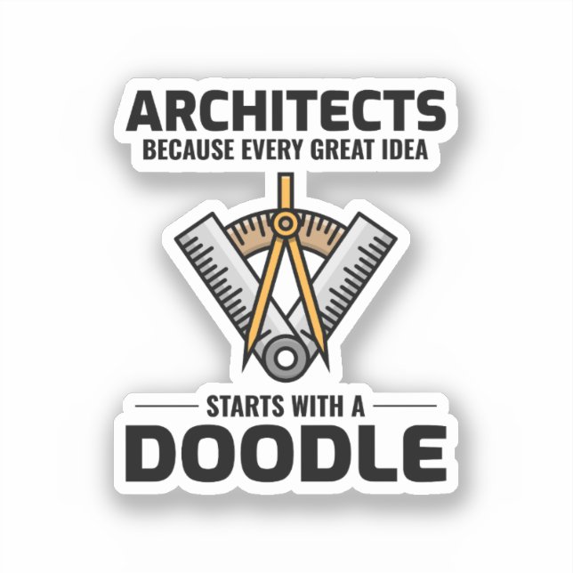 Sticker Architecte Doodles Design d'intérieur Innovation D (Recto)