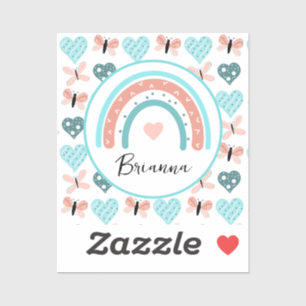 Sticker Arcs-en-ciel, papillons et coeurs personnalisés