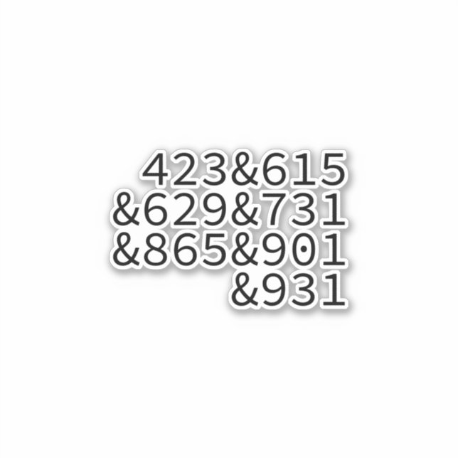 Sticker Area codes Tennesse (Devant)