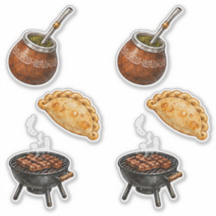 Sticker Argentino Mate, Empanada & Asado