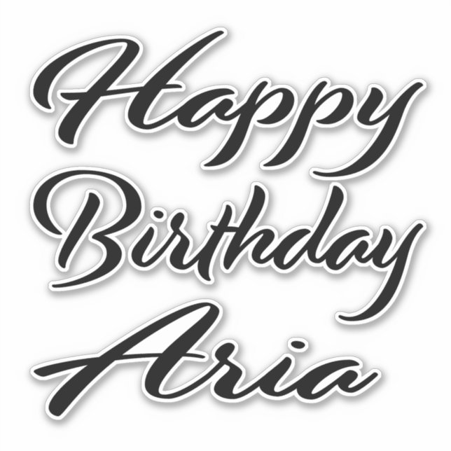 Sticker Aria Nom Prénom Anniversaire de la Broderie noire (Devant)