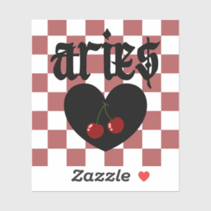 Sticker Aries Gothique esthétique À damiers Cerise Art