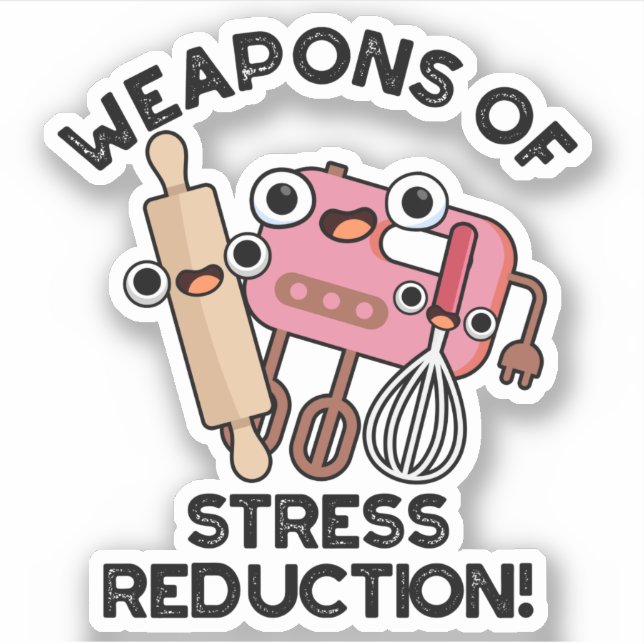 Sticker Armes De Réduction Du Stress Drôle Pun De Cuisson (Devant)