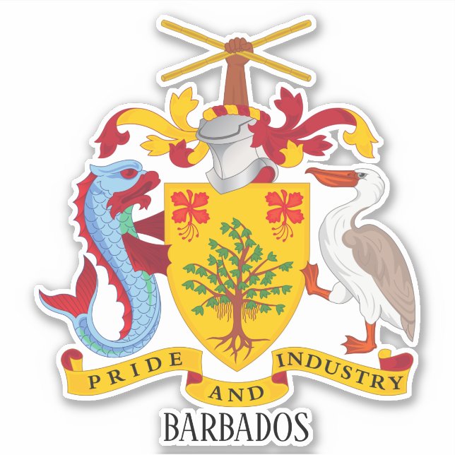 Sticker Armoiries De La Barbade Patriotique (Devant)
