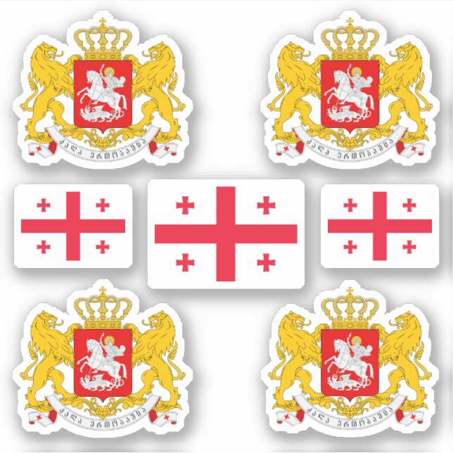 Sticker Armoiries de la Géorgie et chevalet de drapeau (Devant)