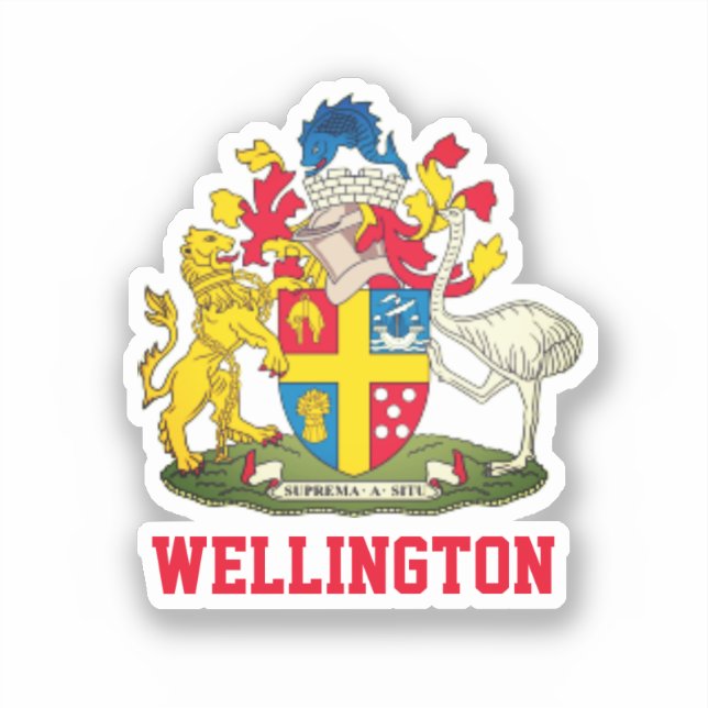 Sticker Armoiries de Wellington, Nouvelle-Zélande (Recto)