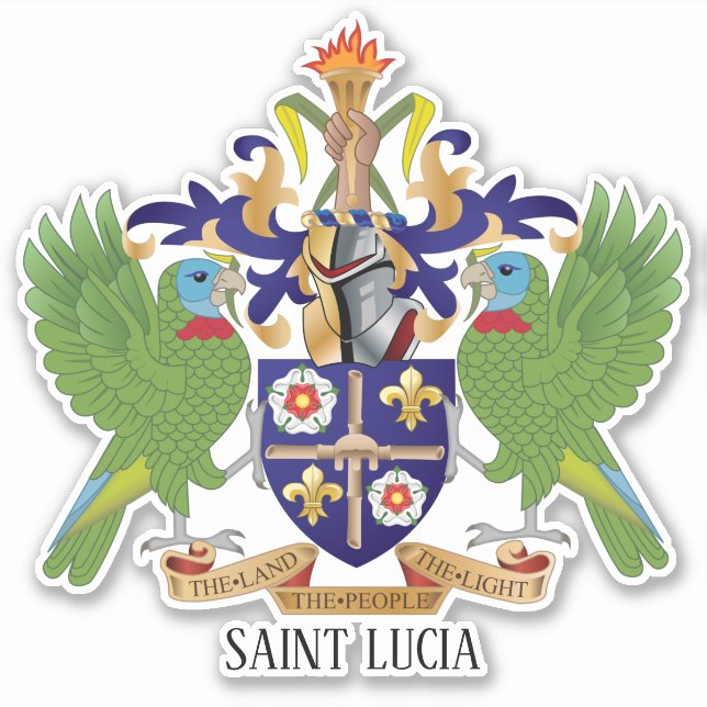Sticker Armoiries Nationales De Sainte-Lucie Patriotique (Devant)