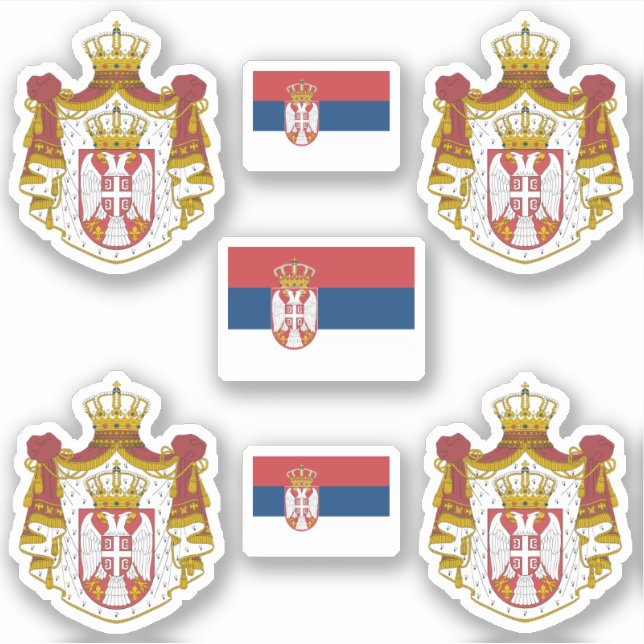 Sticker Armoiries serbes et chevalet de drapeau (Devant)