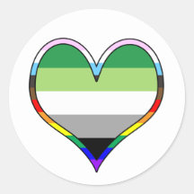 Sticker Aro Pride Heart Classic Round