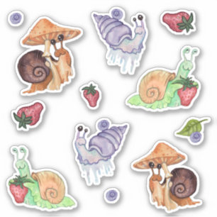 Sticker Arrêter et sentir les escargots d'aquarelle de fra