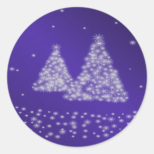 Sticker Arrière - plan bleu neige et arbres de Noë