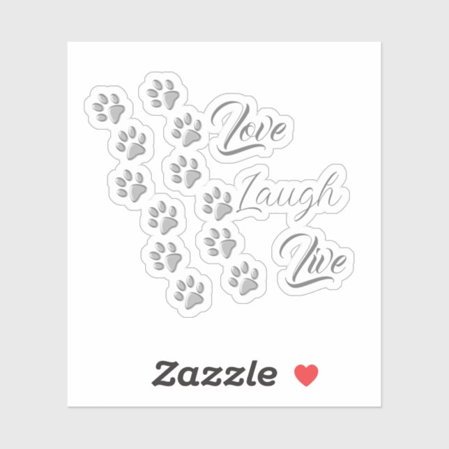 Sticker Arrière - plan noir Silver Dog Paws Motif d'impres (Feuille)