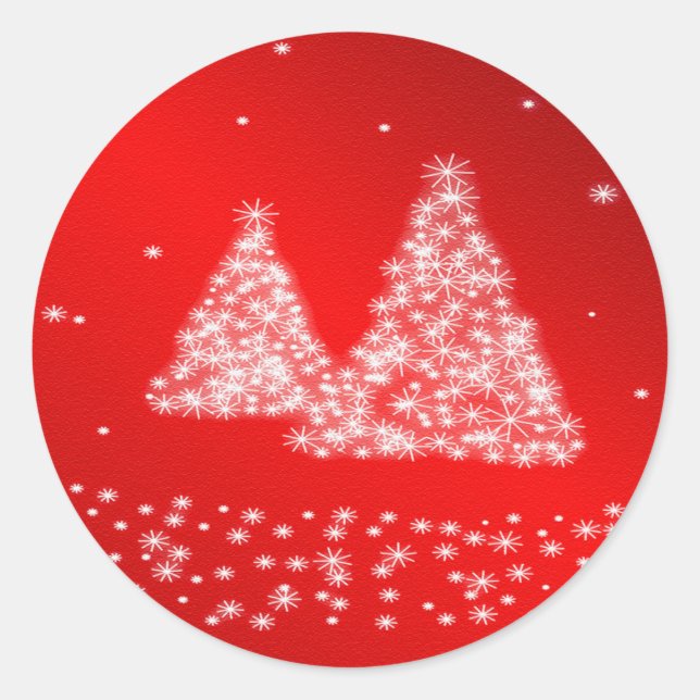 Sticker Arrière - plan rouge pour neige et arbres  (Devant)
