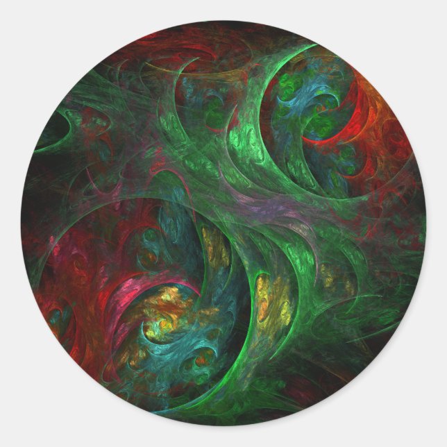 Sticker Arrondi de Genesis Green Art Abstrait (Devant)