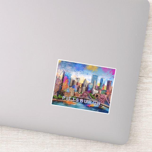 Sticker Art Abstrait de Pittsburgh Skyline (Détail)