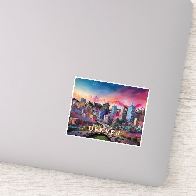 Sticker Art Abstrait Denver Skyline (Détail)