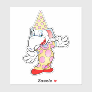 Sticker Art de bande dessinée de clown d'éléphant de