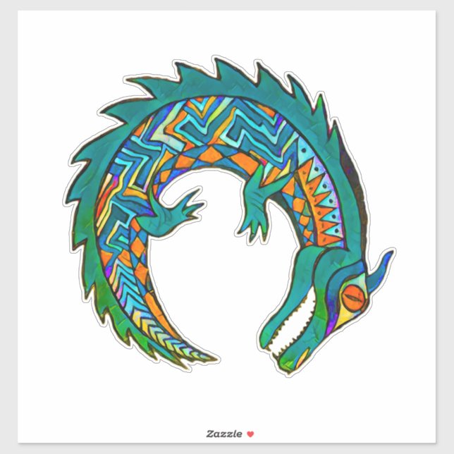 Sticker Art de l'alligator tribal (Feuille)
