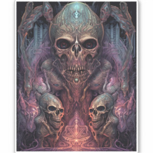 Sticker Art de l'horreur surréelle Déplaisante du crâne