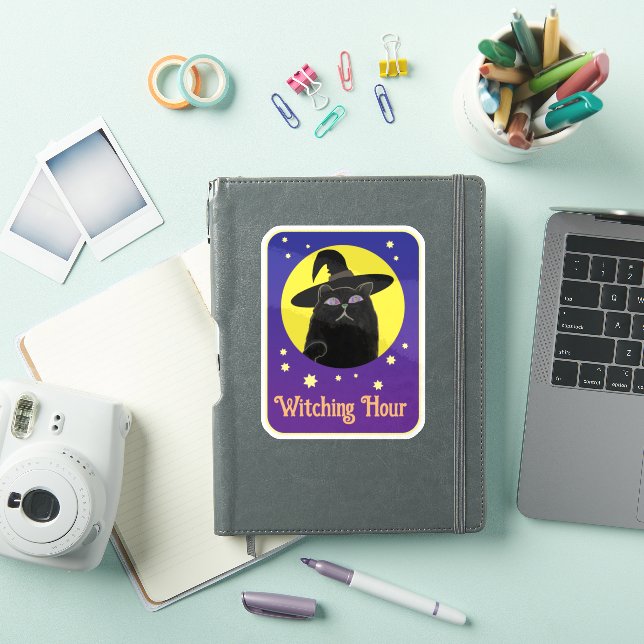 Sticker Art de style sorcière chat noir personnalisé pour  (Couverture iPad)