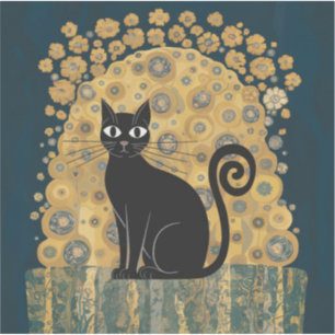 Sticker Art décoratif de chat noir dans le style de Gustav