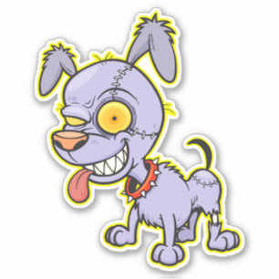 Sticker Art d'illustration de chien Zombie Cranky