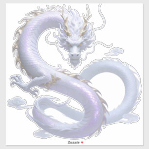Sticker Art du Dragon Blanc Esthétique Fantastique Mythi