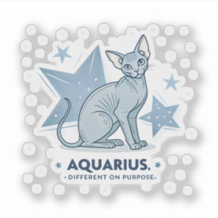 Sticker Art du zodiaque Verseau Chat Sphynx Different Purp