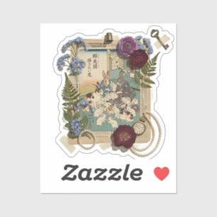 Sticker Art élégant de collage Ukiyoe – Beauté vintage JP