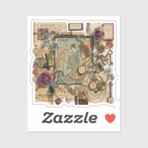 Sticker Art élégant du collage Ukiyoe – Beauté vintage JP