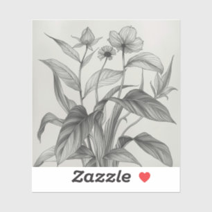 Sticker art en noir et blanc de plante en voie de disparit