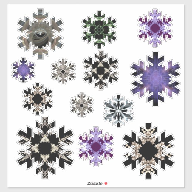 Sticker Art fractal coupé les flocons de neige (Feuille)
