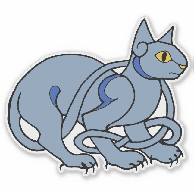 Sticker Art médiéval Celtique noeud bleu chat (Devant)