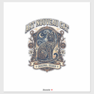Sticker Art Nouveau Chat Chat Art Nouveau Vintage Vector A