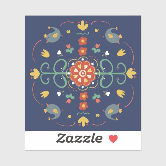 Sticker Art populaire sur bleu (Feuille)